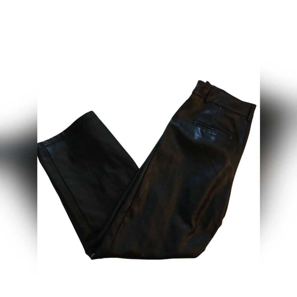 7 For All Mankind Fall Black Leather Cropped Rocker Punk Indie Grunge Pants-S/M - Picture 4 of 14